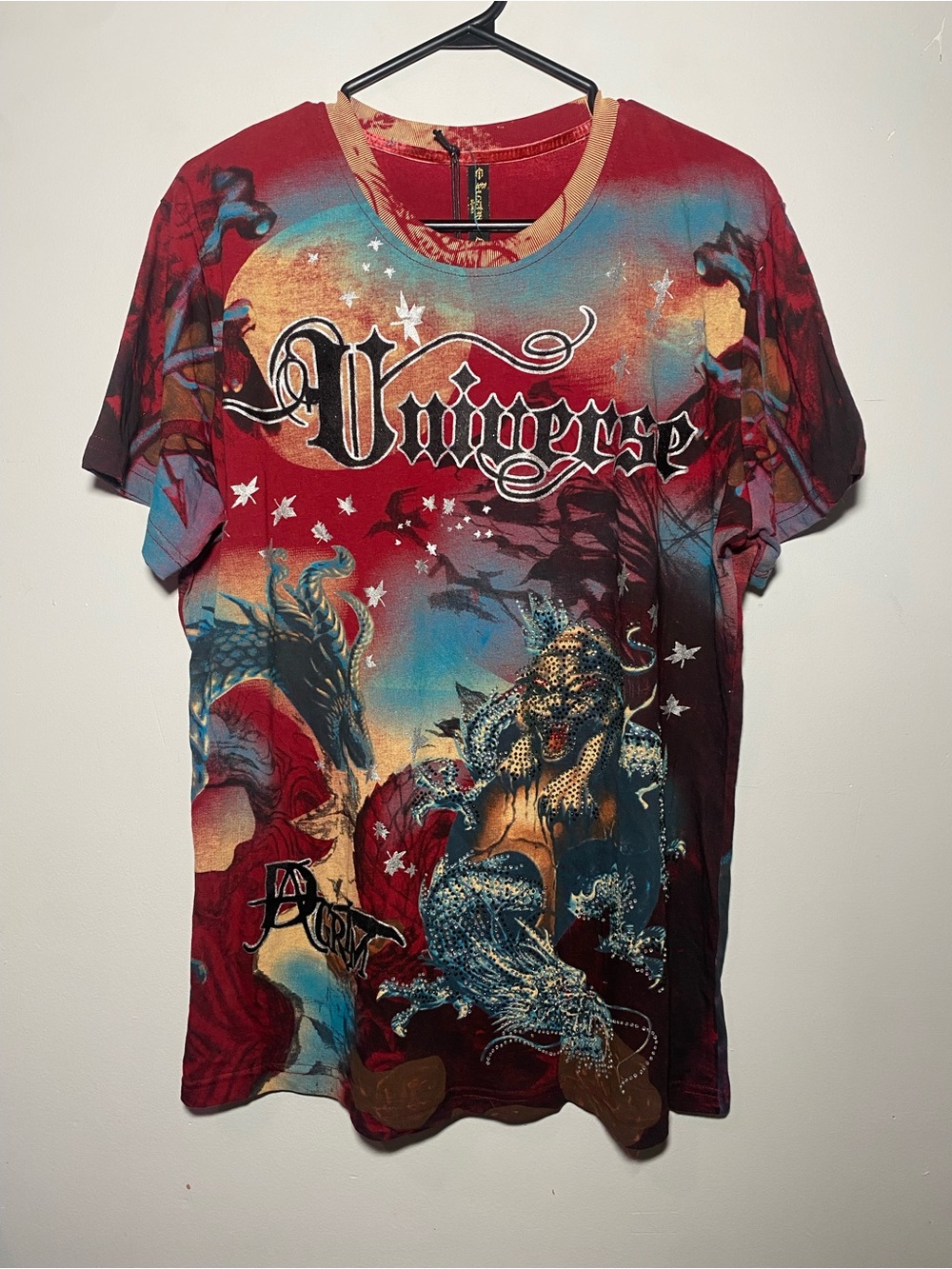Electric Shock Multi-Color Bedazzled Graphic Short Sleeve Tee